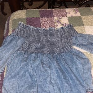 Blue Jean off the shoulder shirt